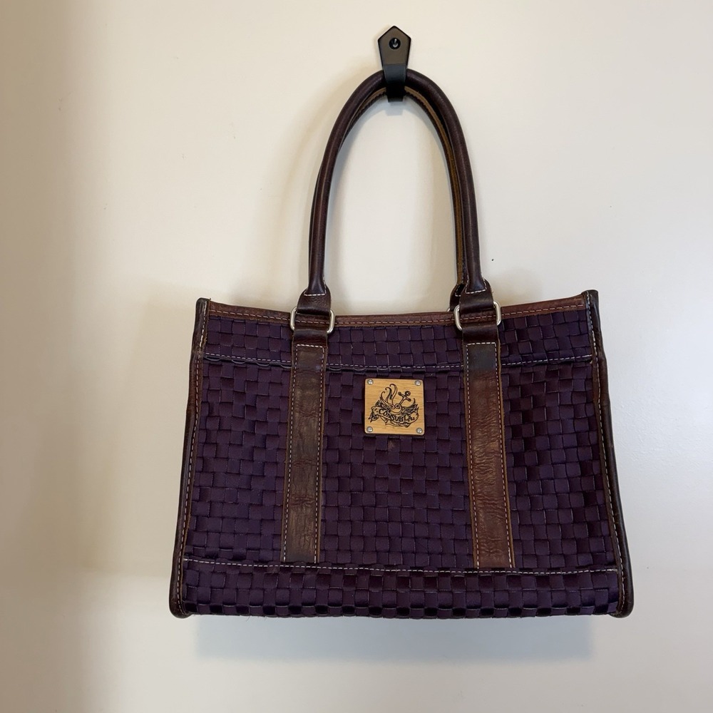 Retired Consuela Roxy Tote Bag Purple Leather 14X10 Casual Fall Classic Dopamine